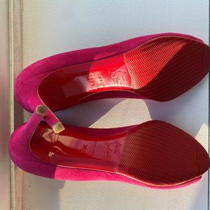 Christian Loubiton Pink Suede Peeptoe Shoes